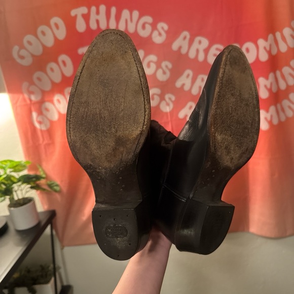 Vintage Western Black Leather Heeled Boots - Picture 7 of 8